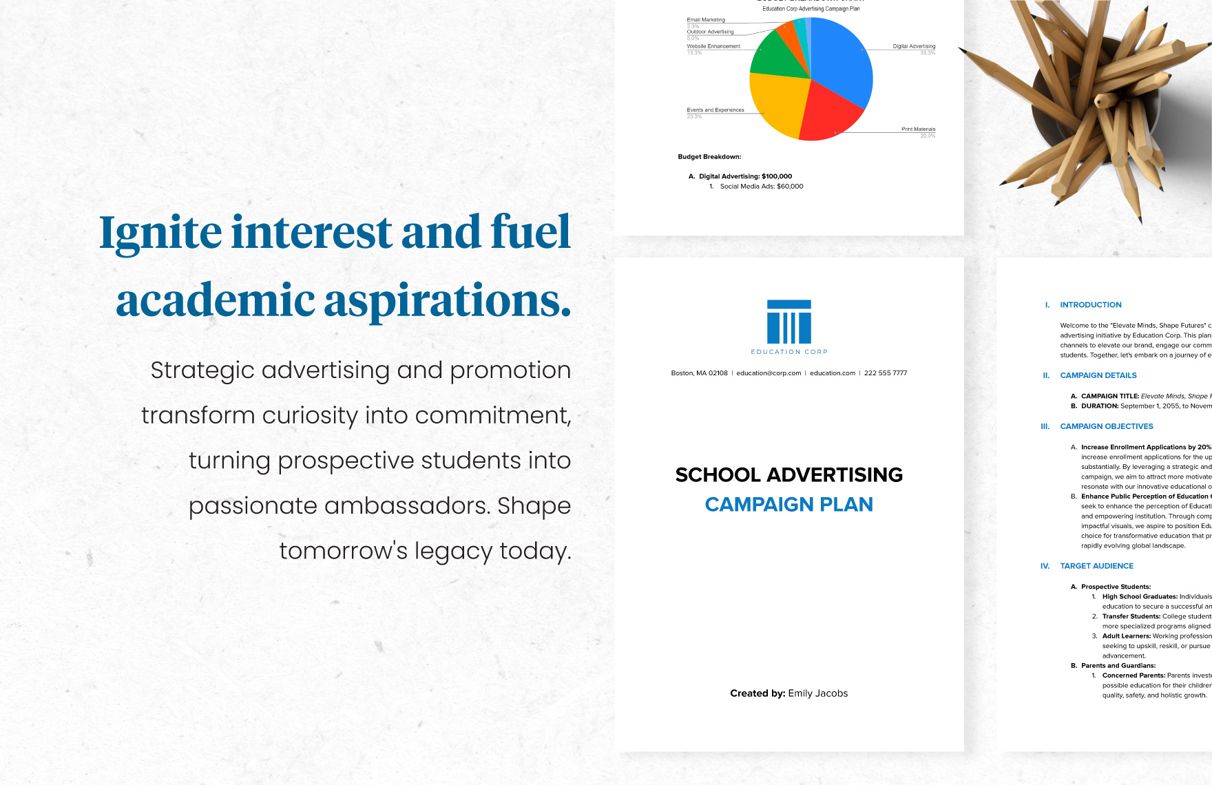 School Advertising Campaign Plan Template
