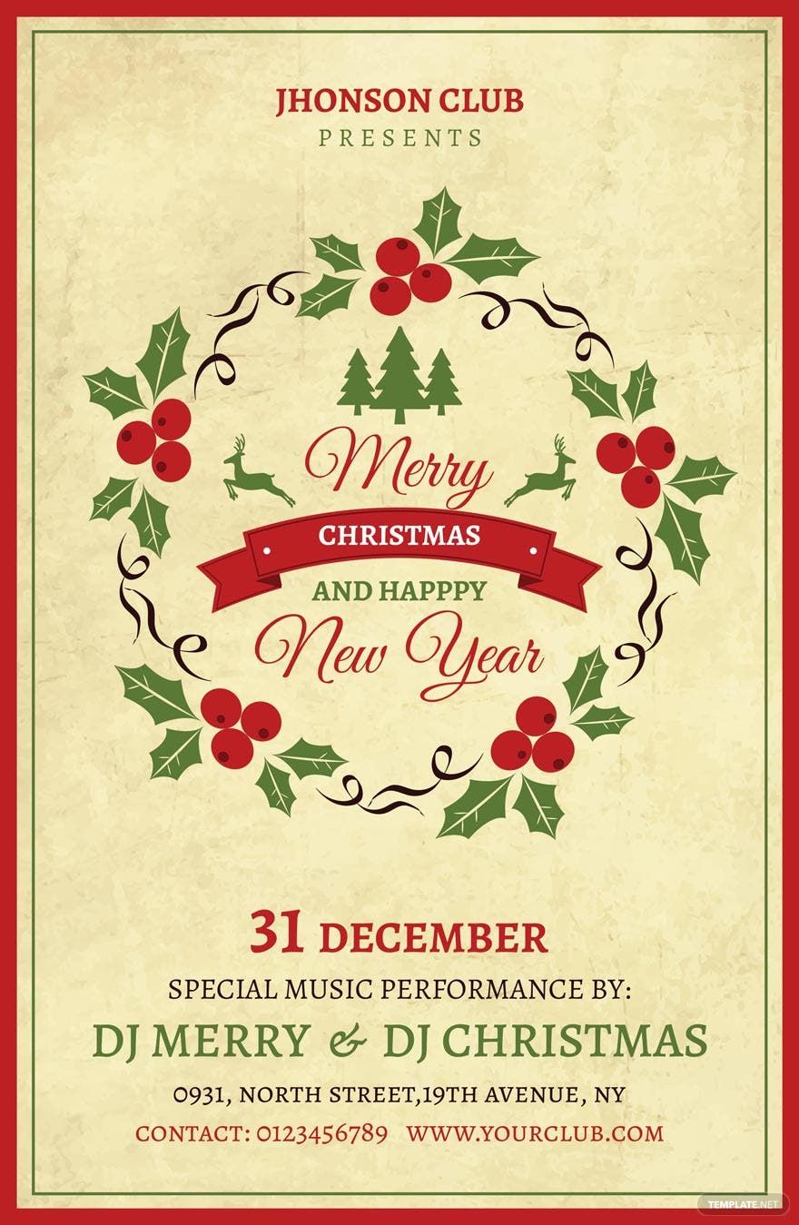Vintage Christmas Party Poster Template
