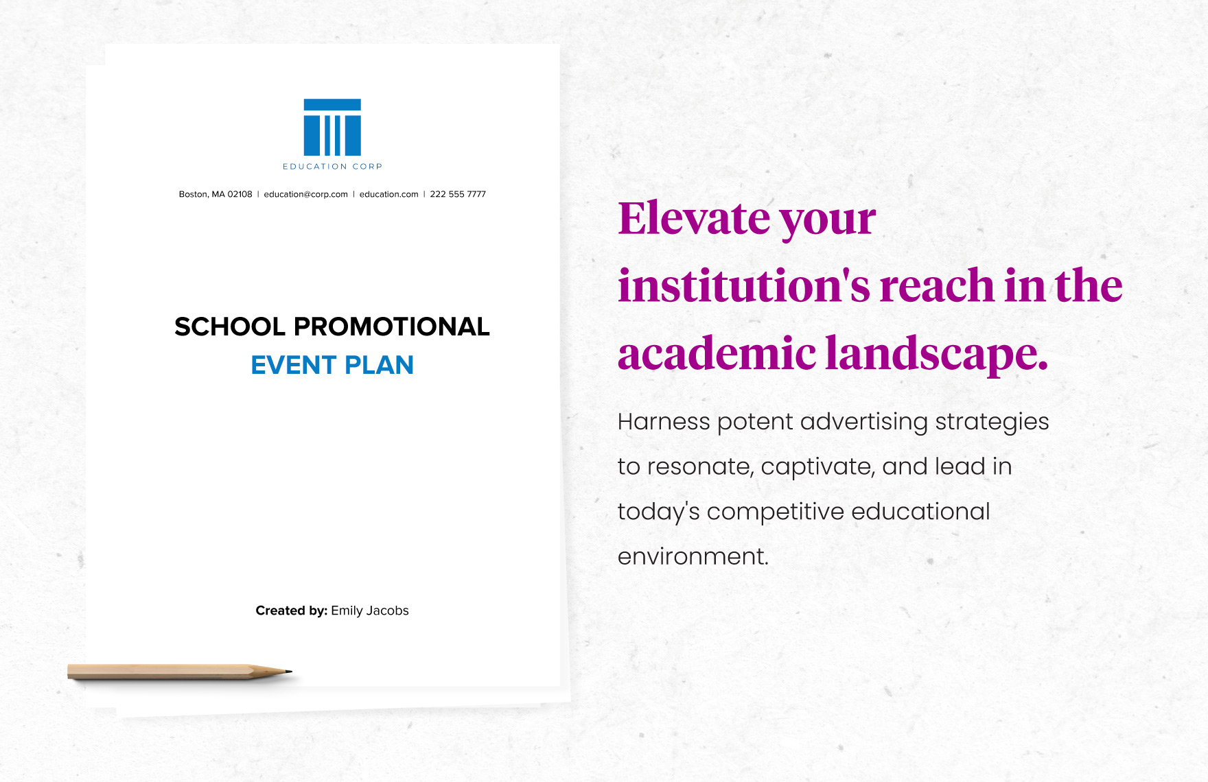 School Promotional Event Plan Template