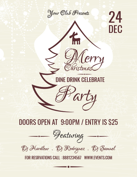 merry christmas poster flyer template 1x