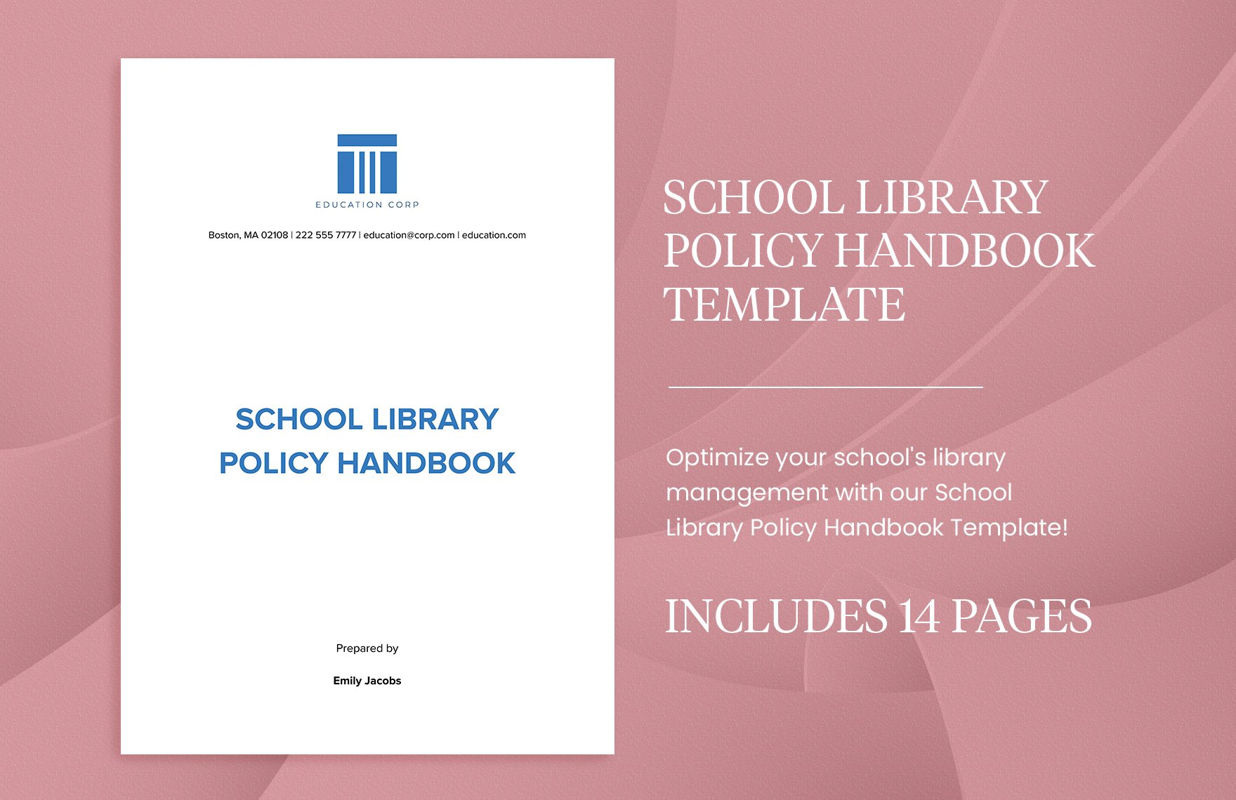 School Library Policy Handbook Template in Word, Google Docs, PDF