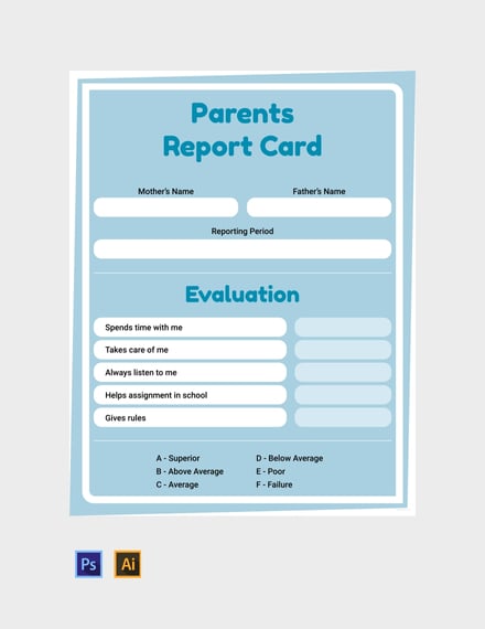 Free Parent's Report Card Template