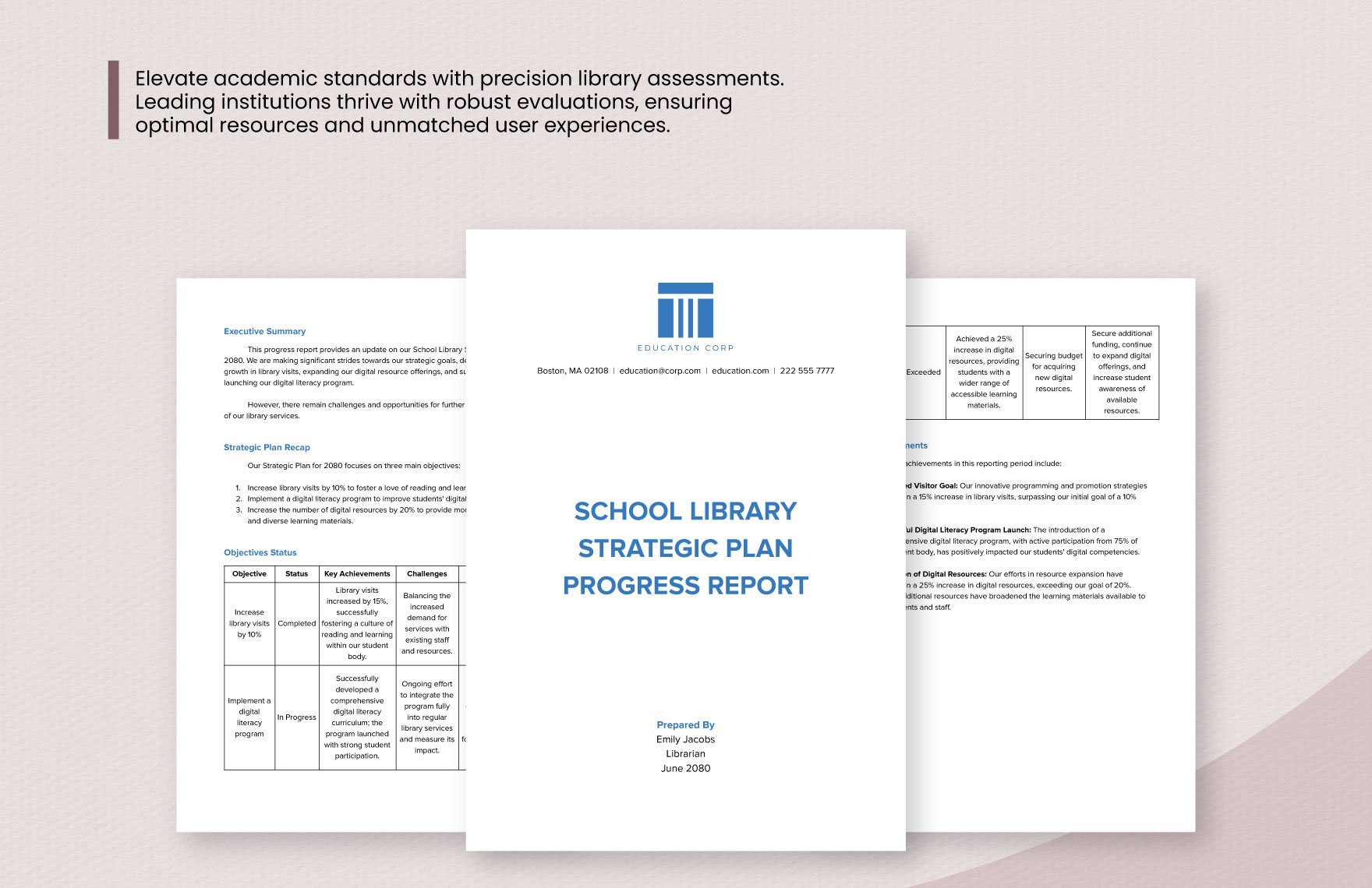 School Library Strategic Plan Progress Report Template
