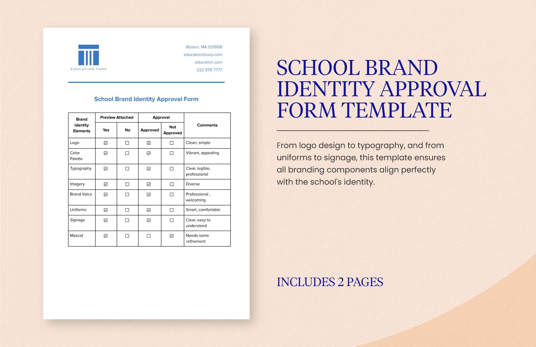 School Brand Identity Approval Form Template