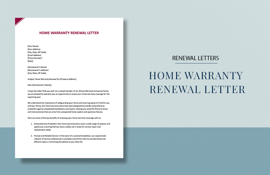 Home Warranty Renewal Letter