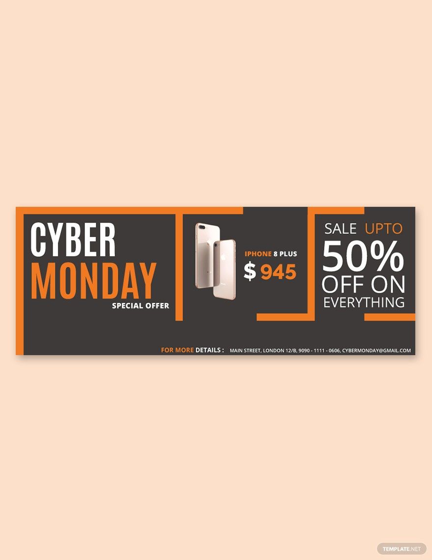 Free Cyber Monday Facebook Cover Template in Illustrator, PSD