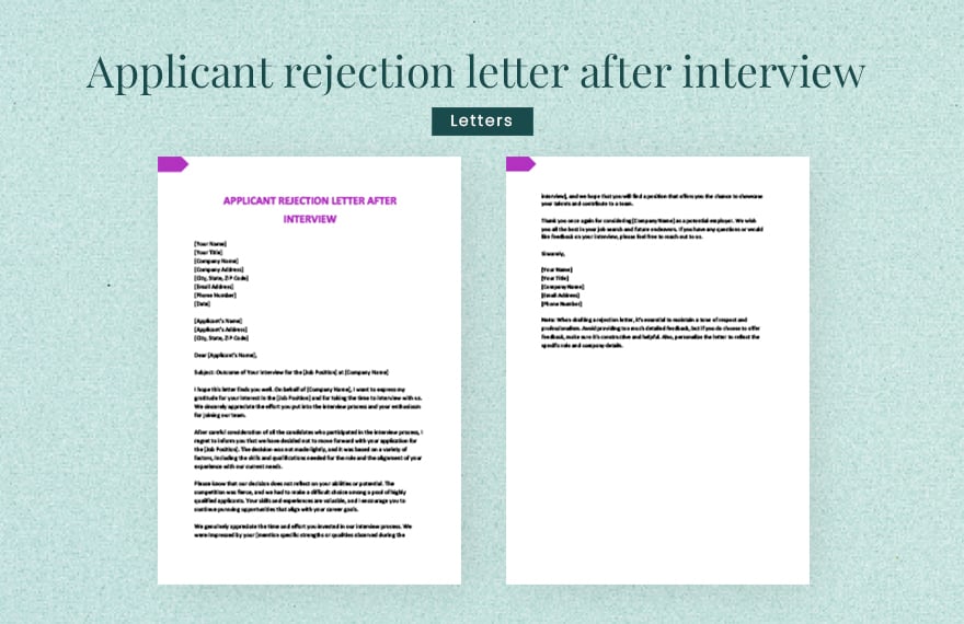 Applicant rejection letter after interview