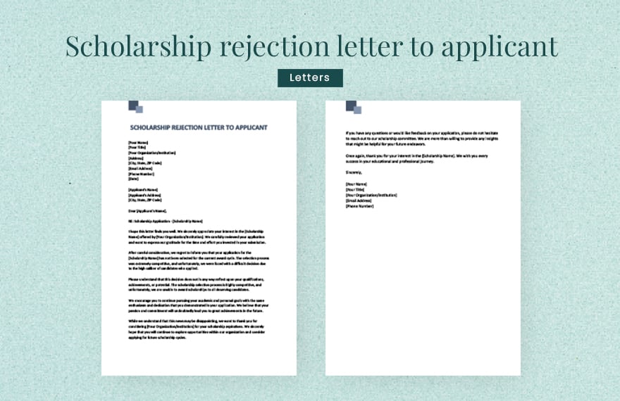 Scholarship rejection letter to applicant