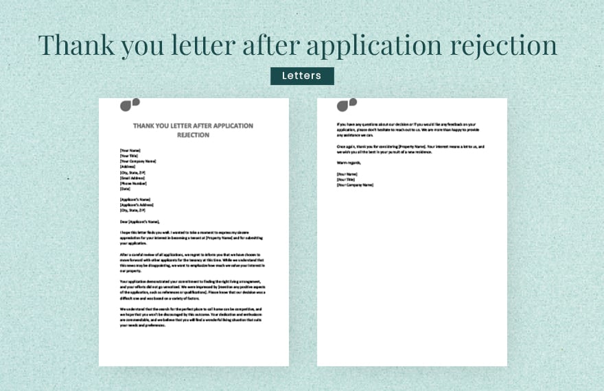 Thank you letter after application rejection