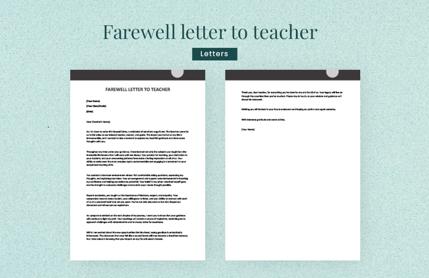 Farewell letter to teacher