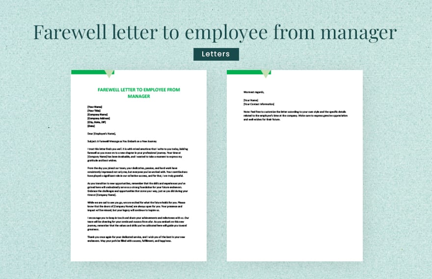 Farewell letter to employee from manager