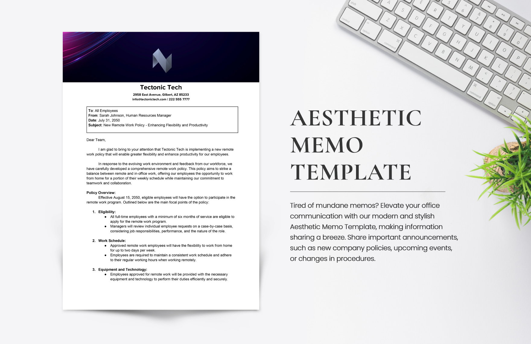 Aesthetic Memo Template in Word, Google Docs, PDF