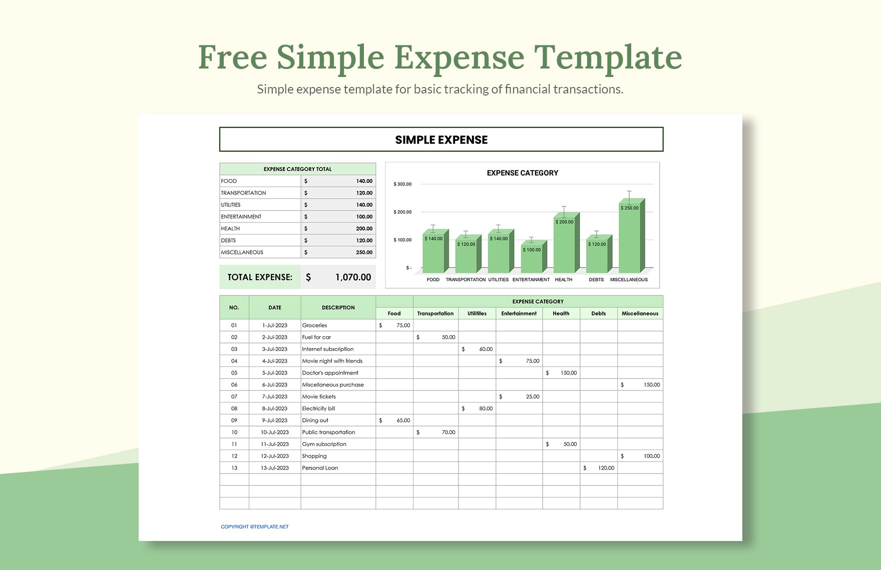 Free Simple Expense Template
