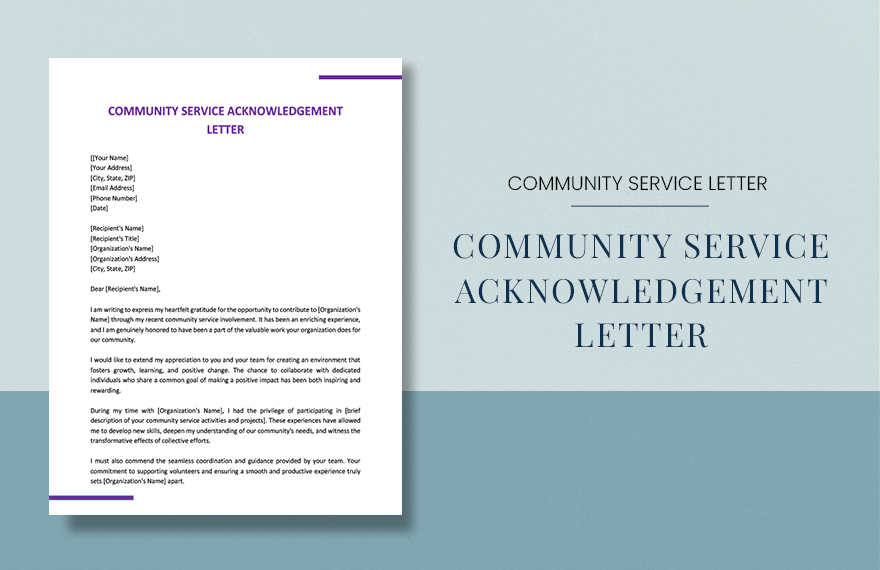Community Service Acknowledgement Letter