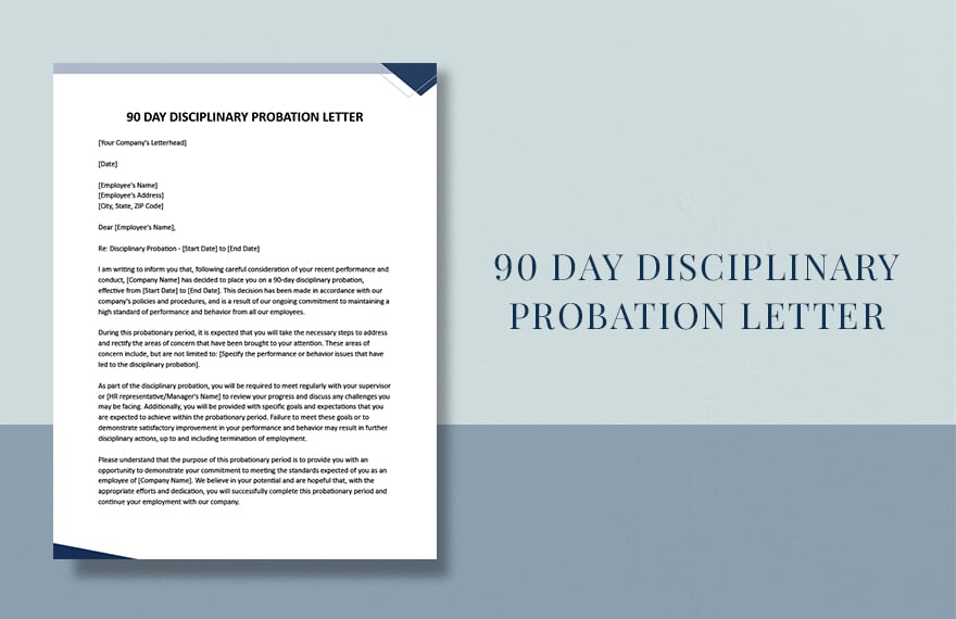 Free 90 Day Disciplinary Probation Letter