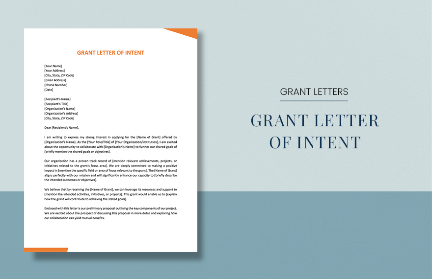 Grant Letter Of Intent in Word, Google Docs, PDF, Apple Pages