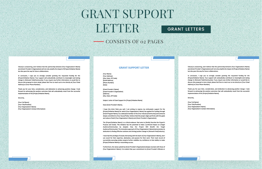 Grant Support Letter in Word, Google Docs, PDF, Apple Pages
