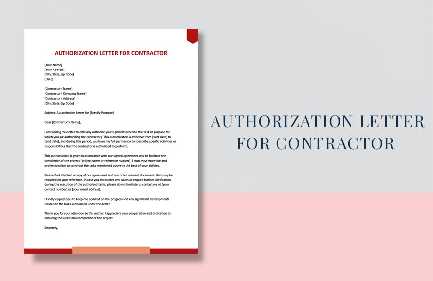 Authorization Letter For Contractor