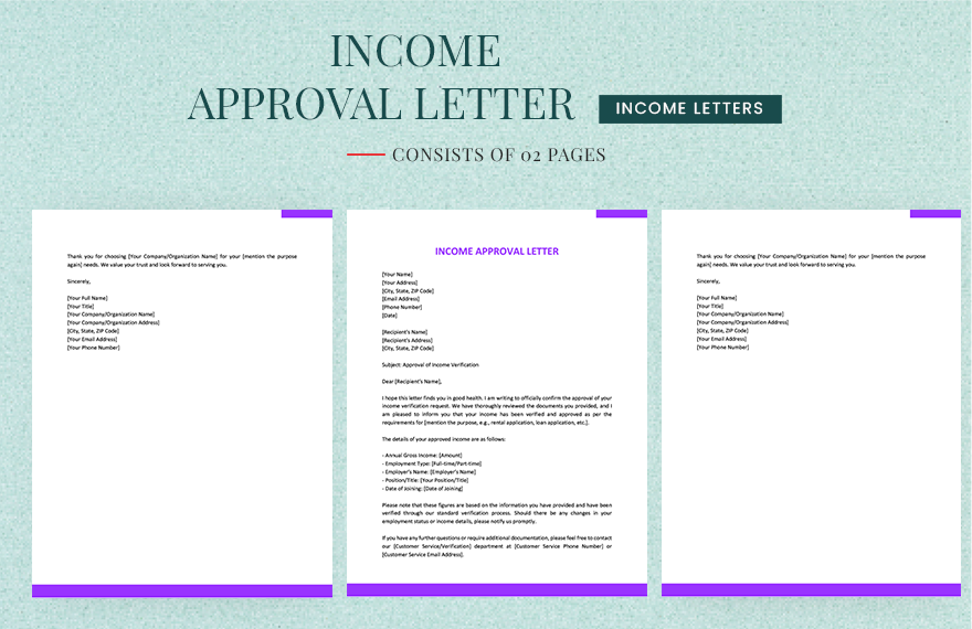 Income Approval Letter in Word, Google Docs, PDF, Apple Pages