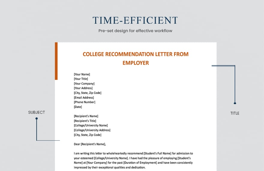 College Recommendation Letter From Employer