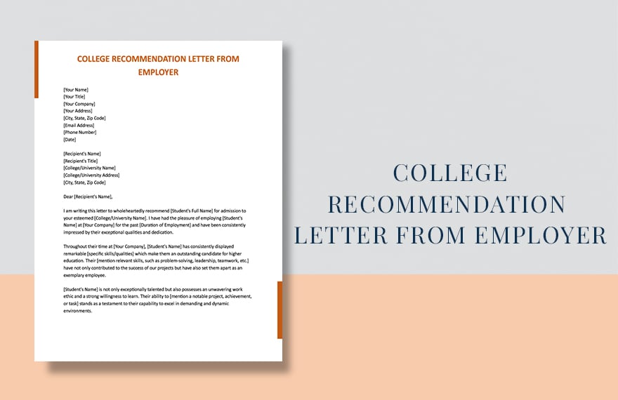 College Recommendation Letter From Employer