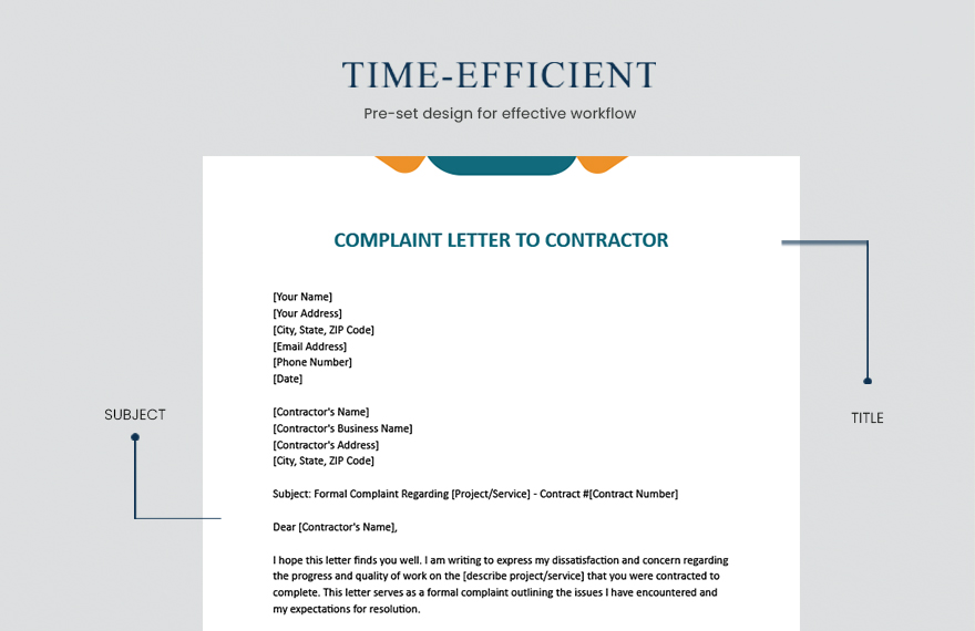 Complaint Letter To Contractor