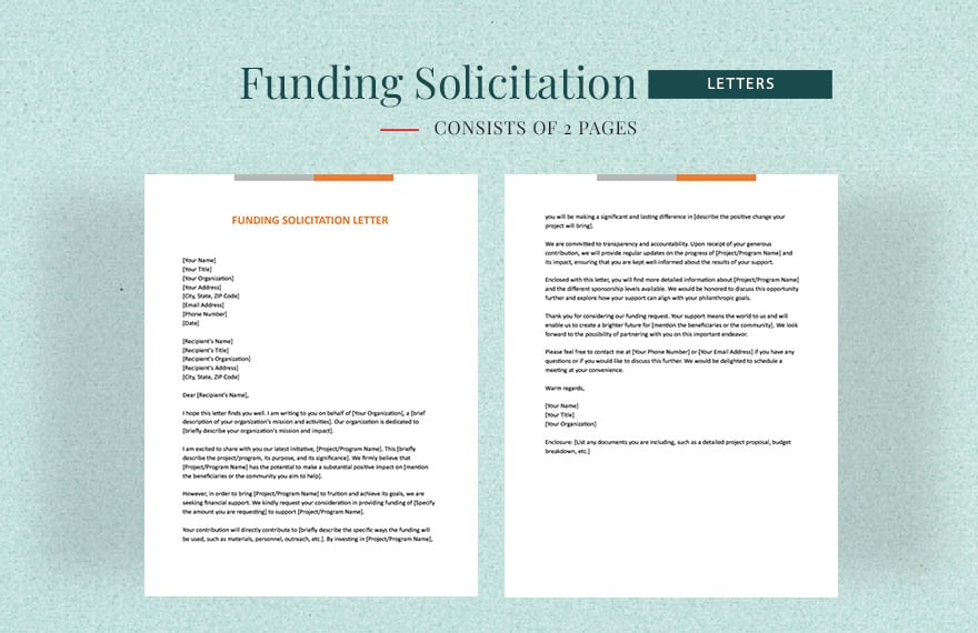 Funding Solicitation Letter in Word, Google Docs, Apple Pages