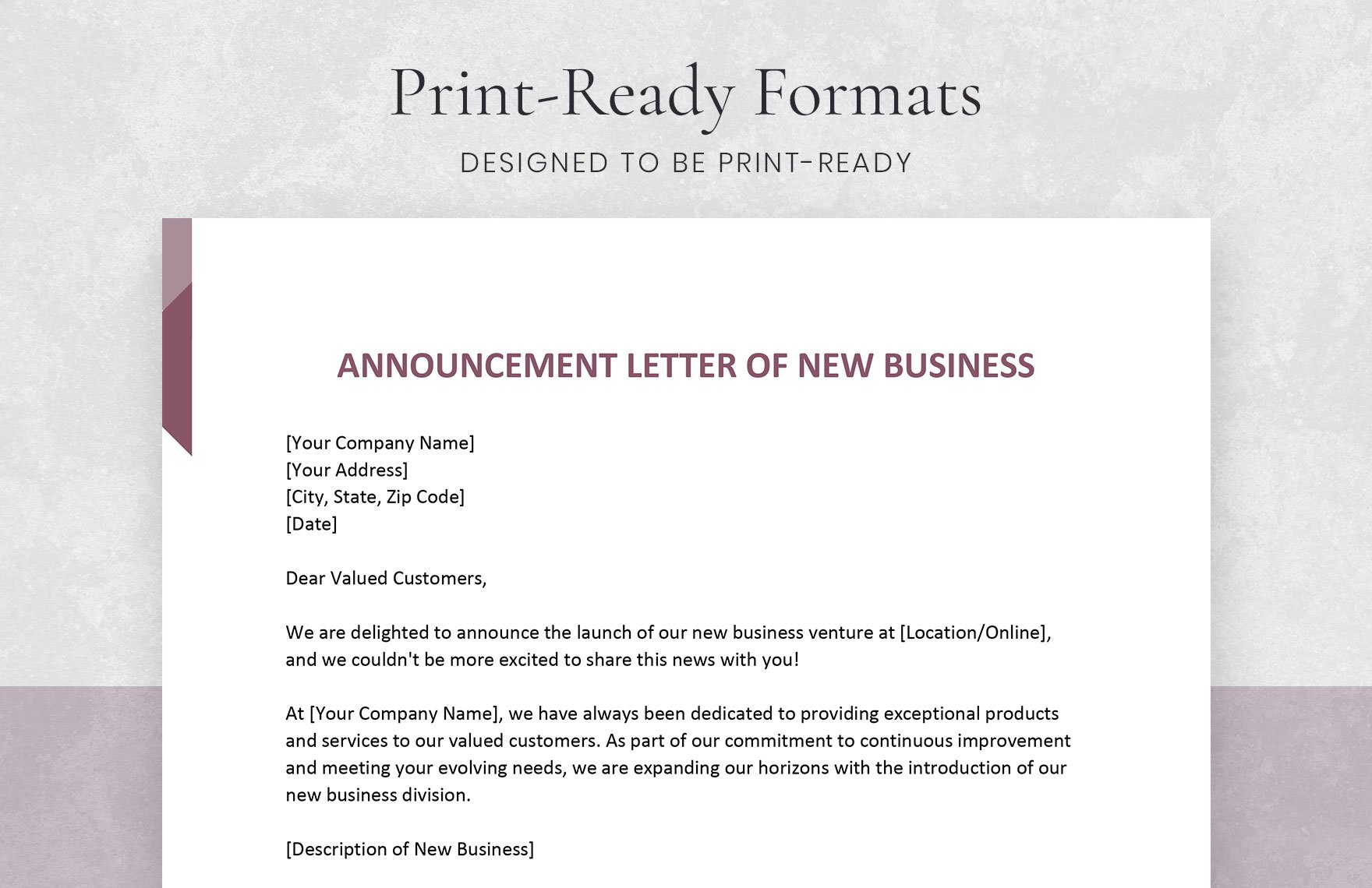 Announcement Letter of New Business