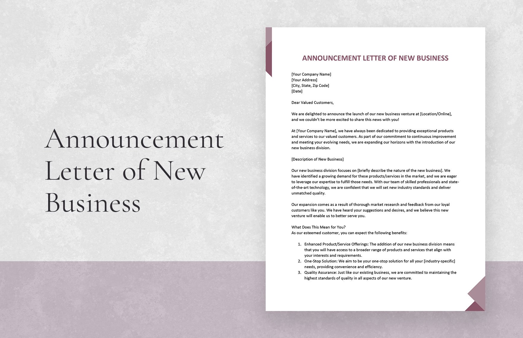Free Announcement Letter of New Business