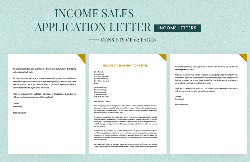 Income Sales Application Letter