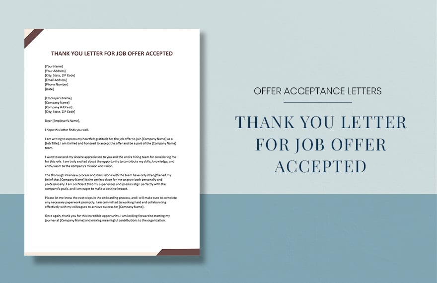 Thank You Letter For Job Offer Accepted