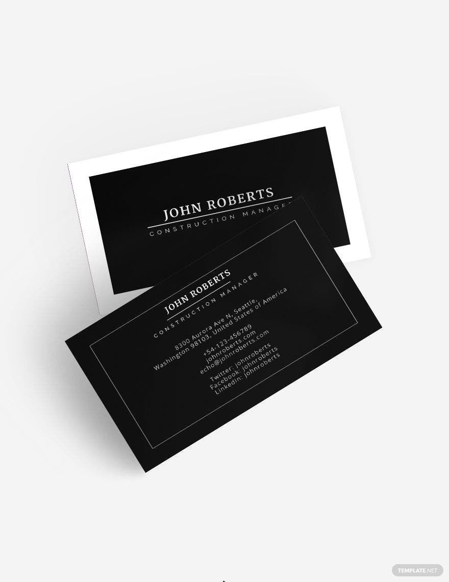 Construction Manager Business Card Template