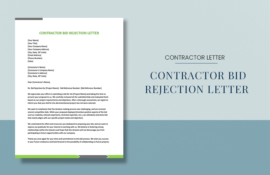 Contractor Bid Rejection Letter