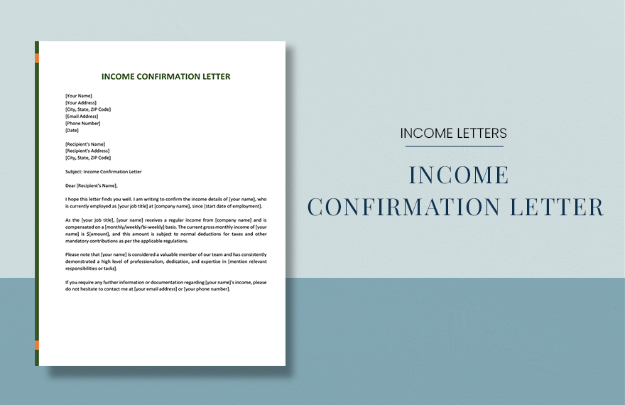Income Confirmation Letter in Word, Google Docs, PDF, Apple Pages