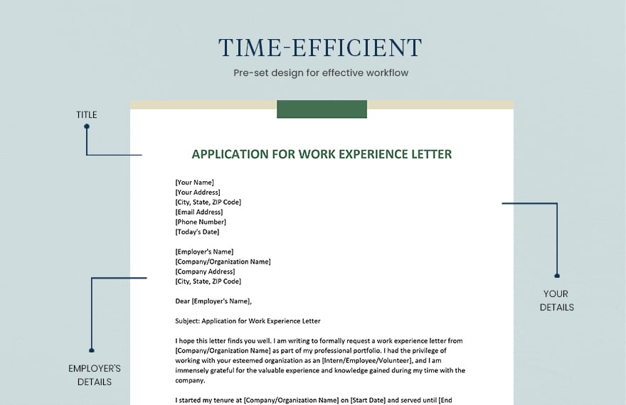 Application For Work Experience Letter