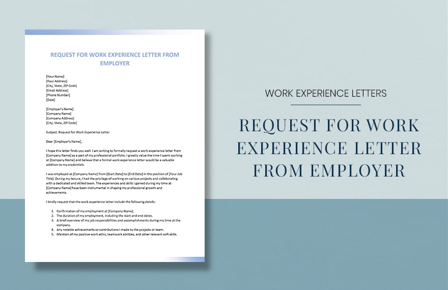 Request For Work Experience Letter From Employer