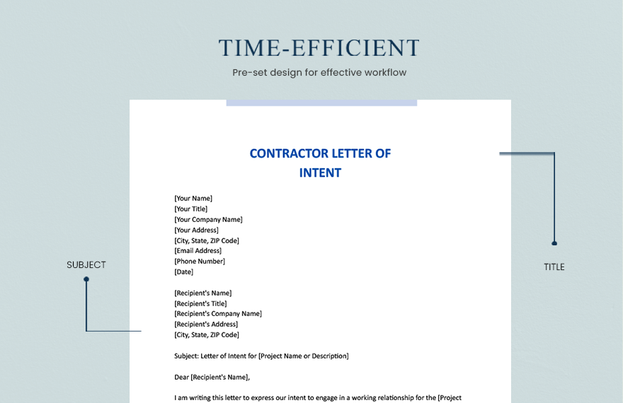 Contractor Letter Of Intent