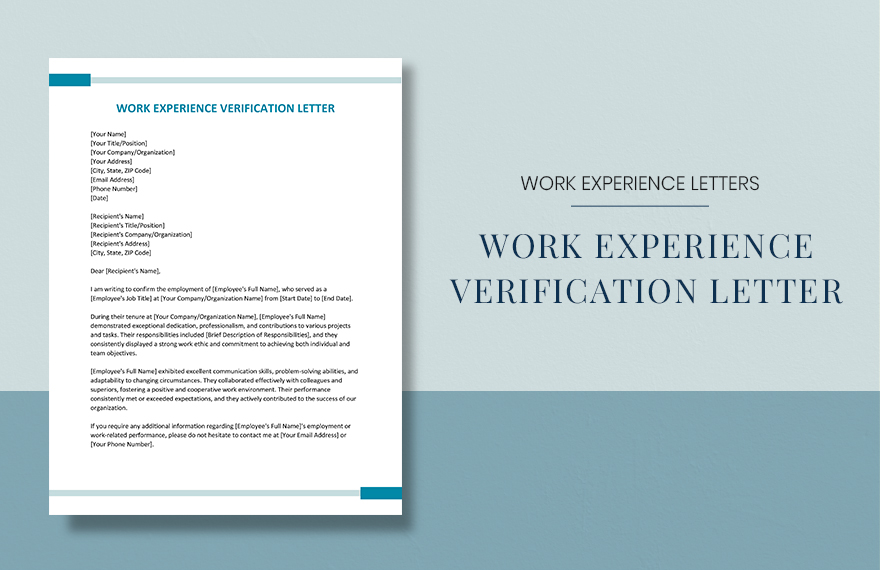 Work Experience Verification Letter