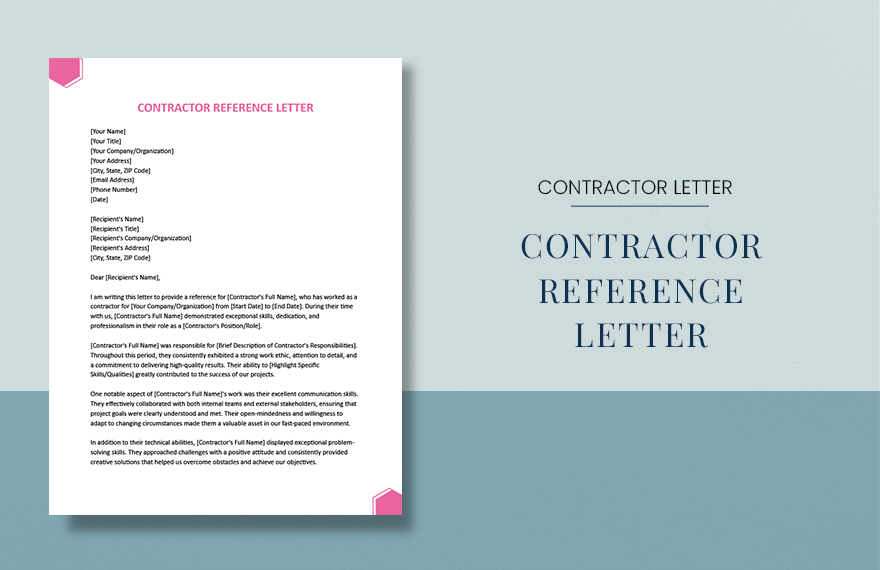 Free Contractor Reference Letter
