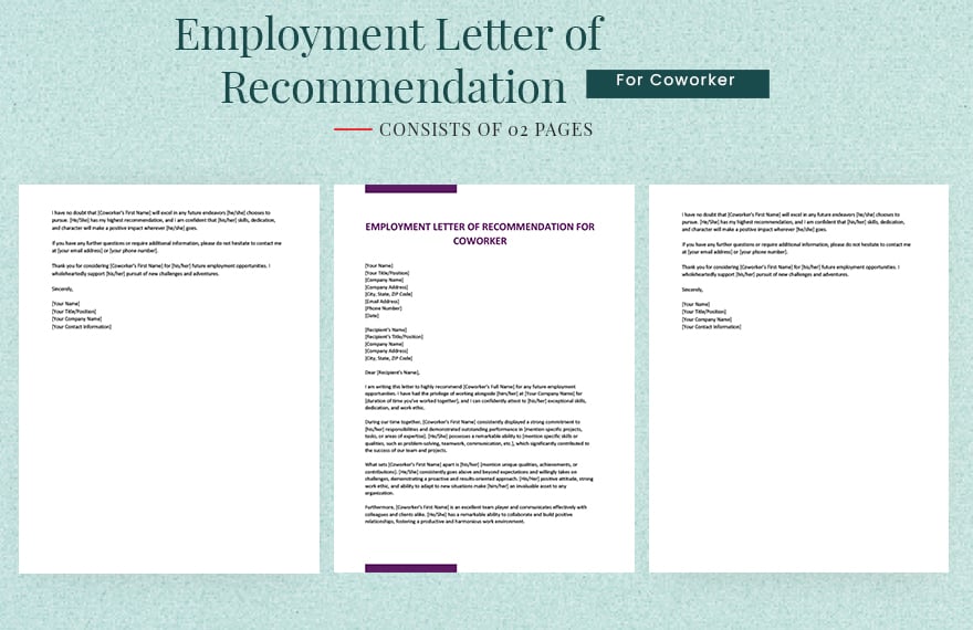 Employment Letter of Recommendation for Coworker