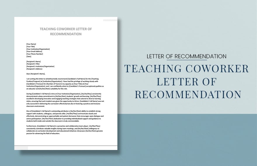 Teaching Coworker Letter of Recommendation