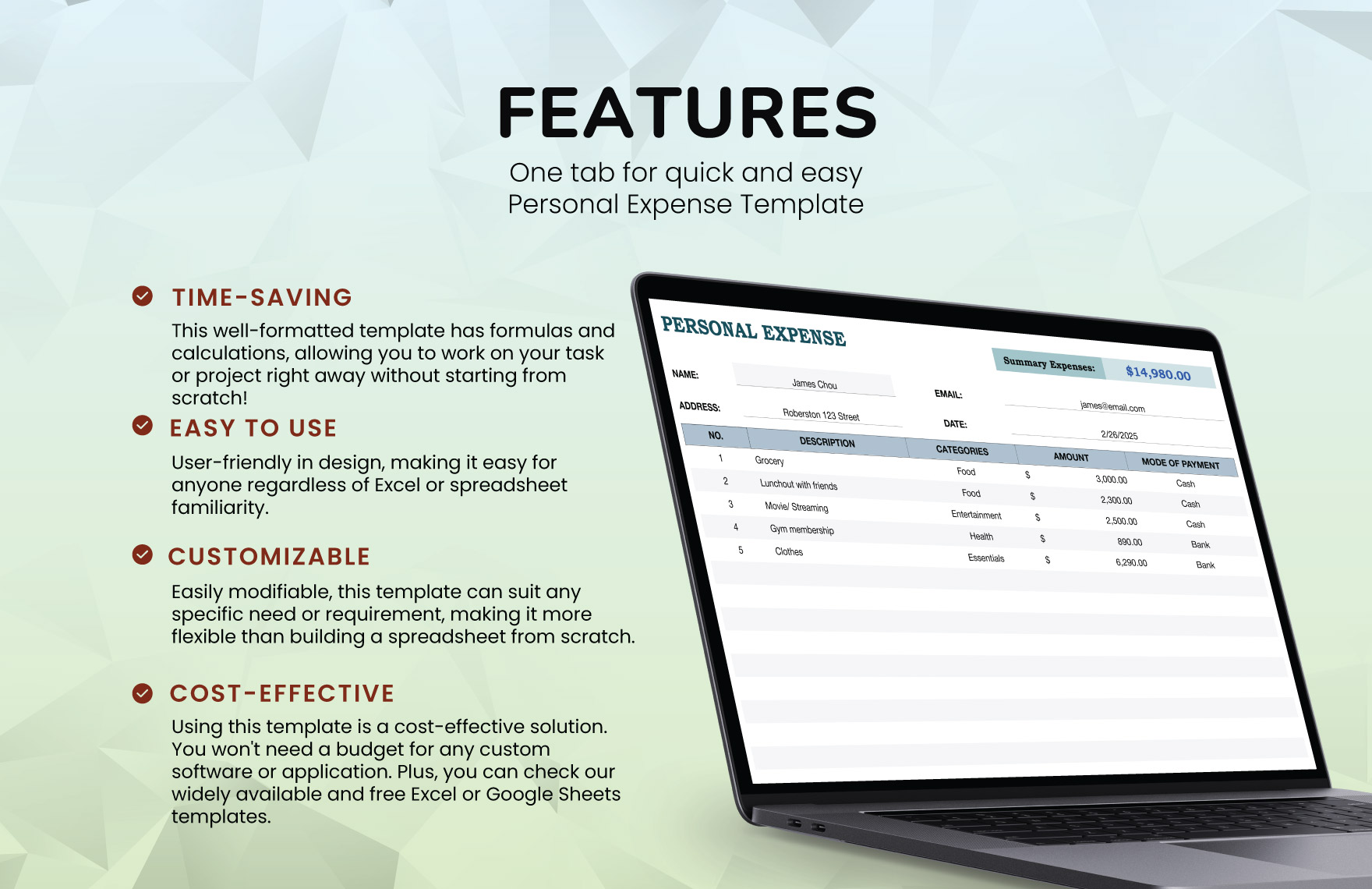 Personal Expense Template