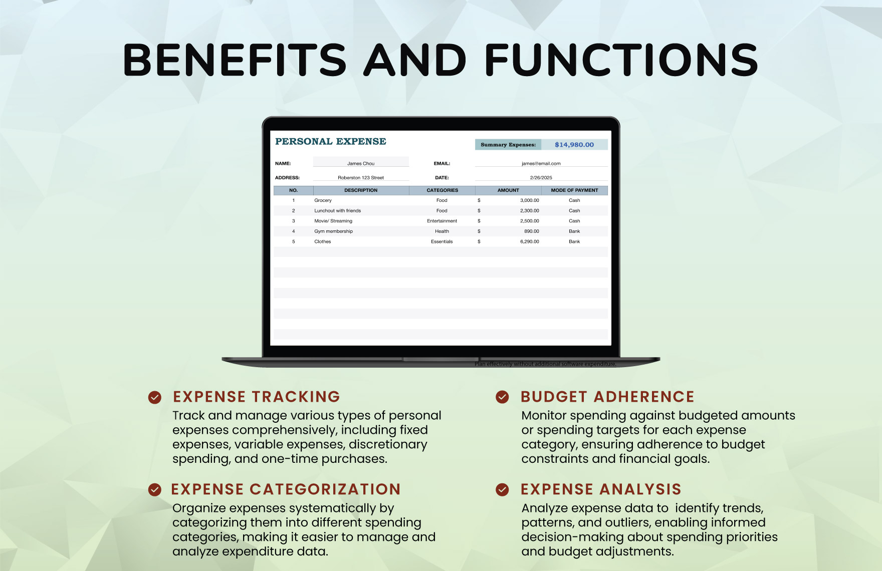Personal Expense Template