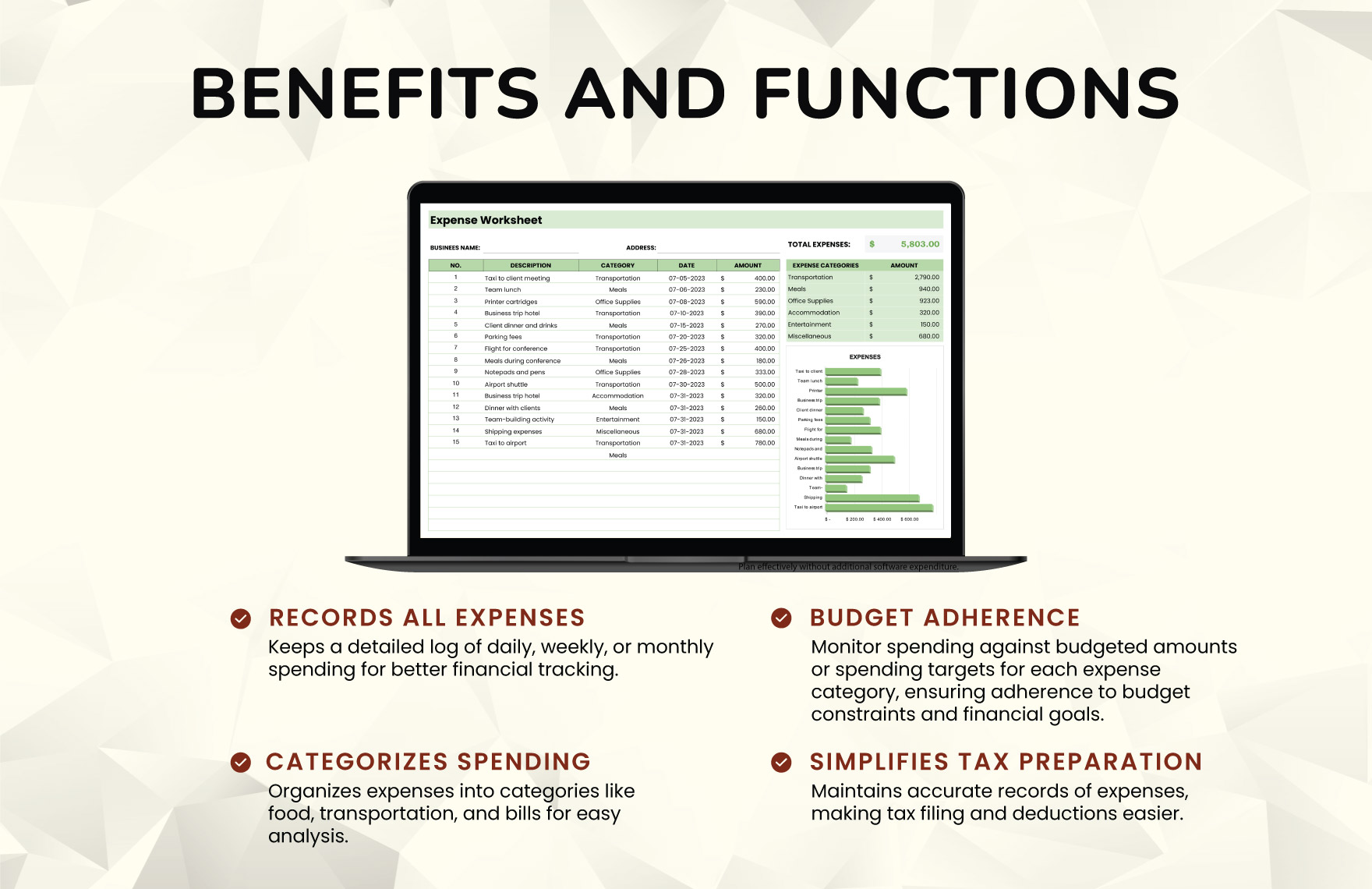 Expense Worksheet Template