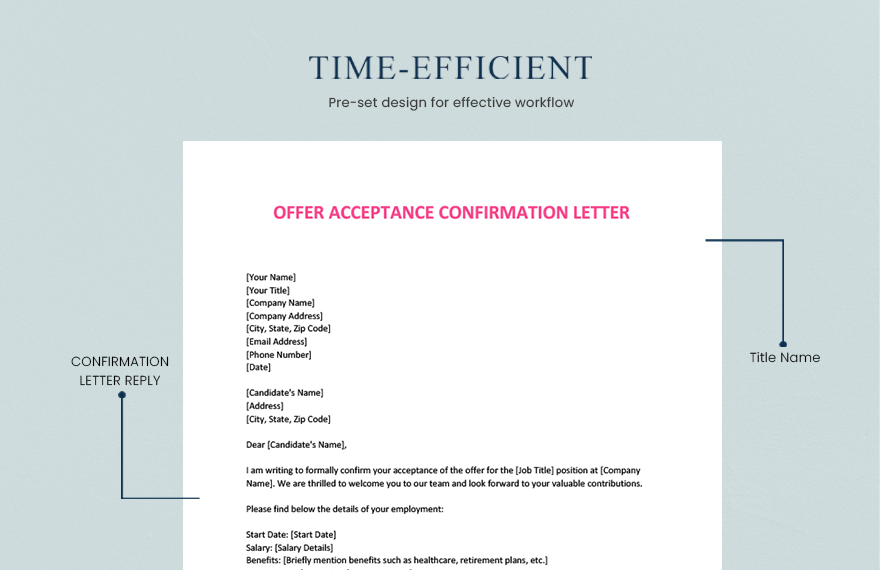 Offer Acceptance Confirmation Letter