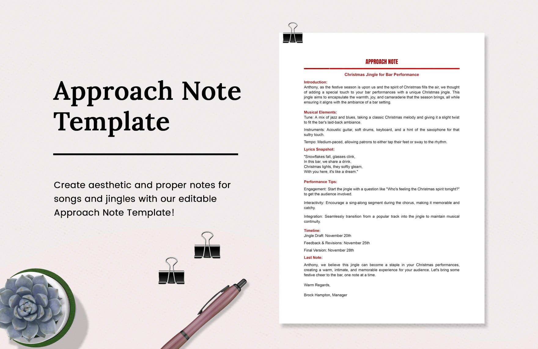Approach Note Template