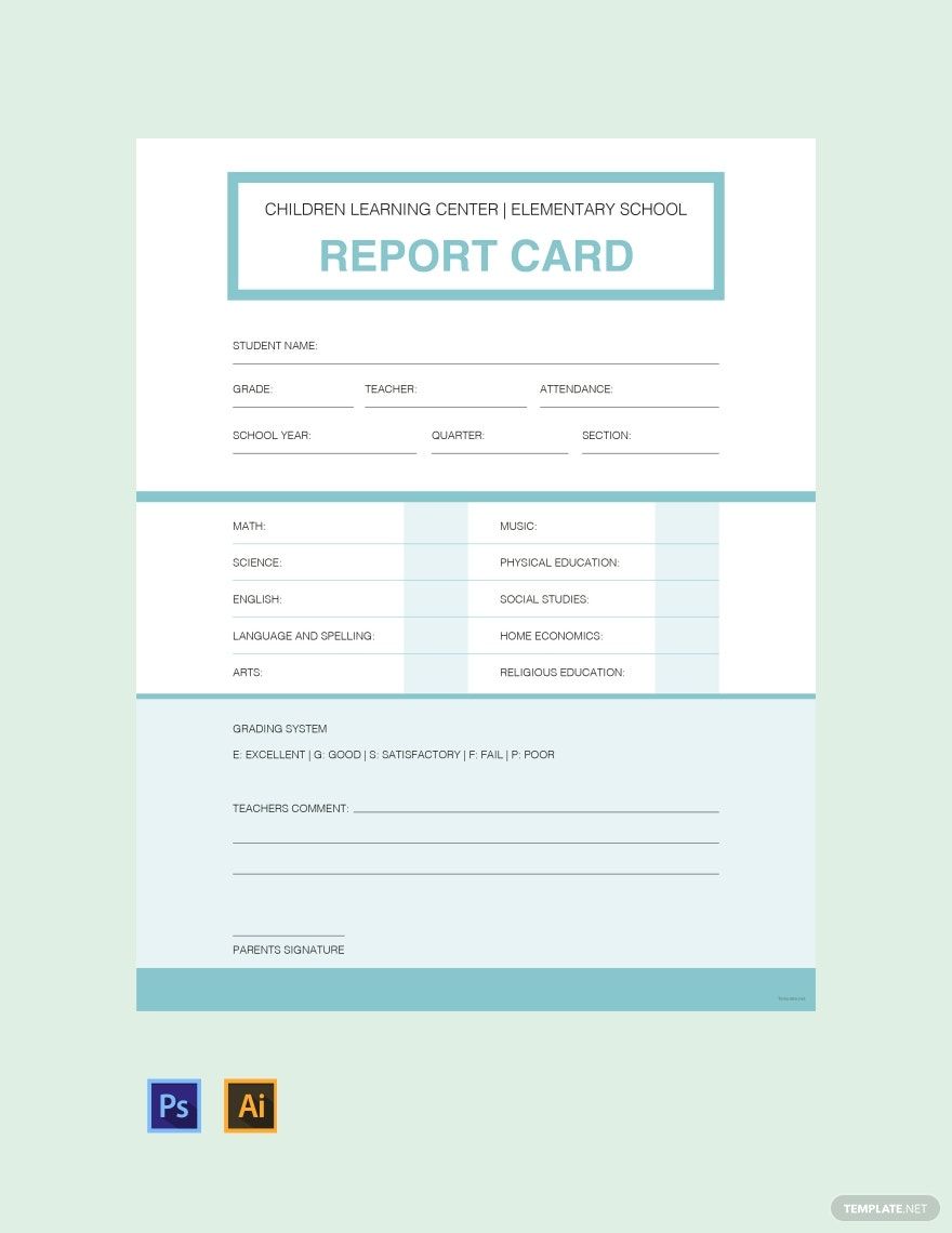 Free Simple Report Card Template