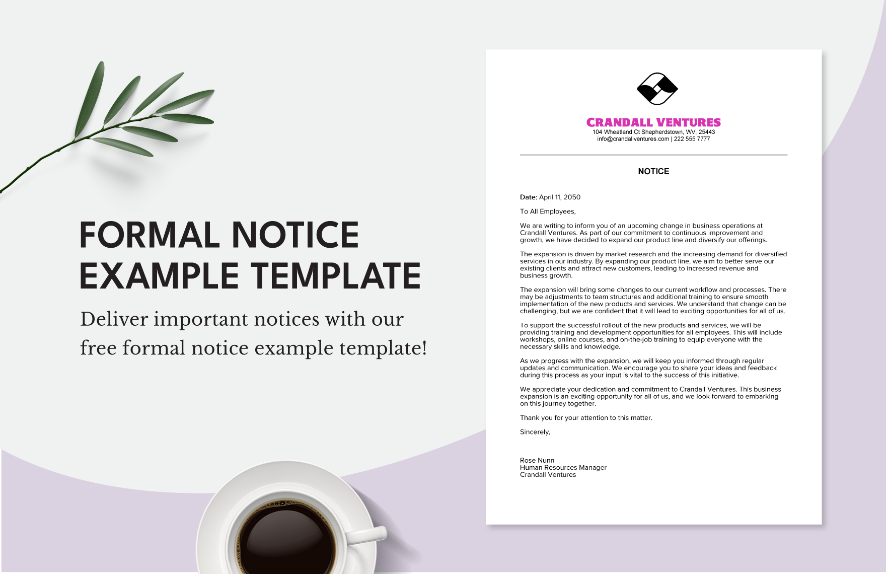 Formal Notice Example Template