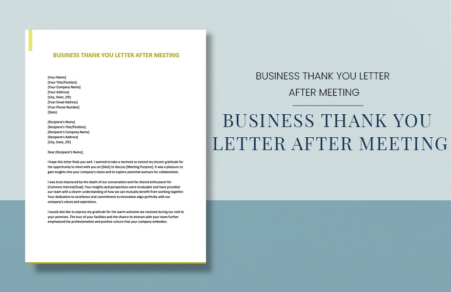 Business Thank You Letter After Meeting