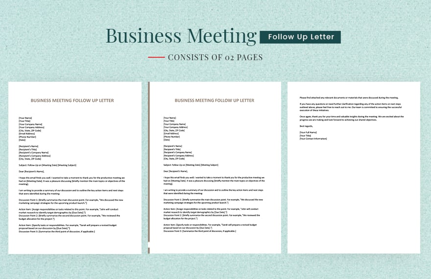 Business Meeting Follow Up Letter